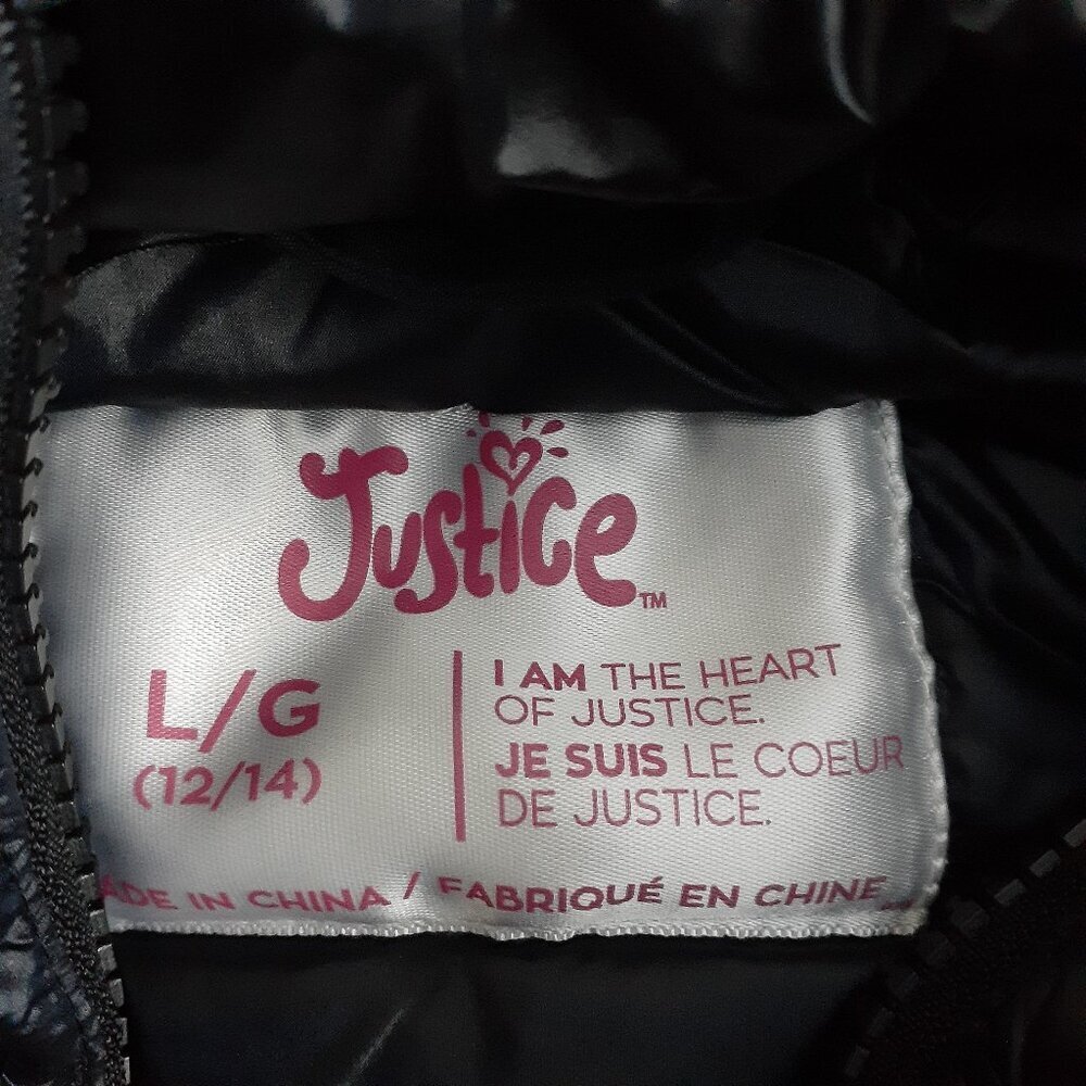 Justice Black Hooded Kids Jacket - Picture 4 of 14